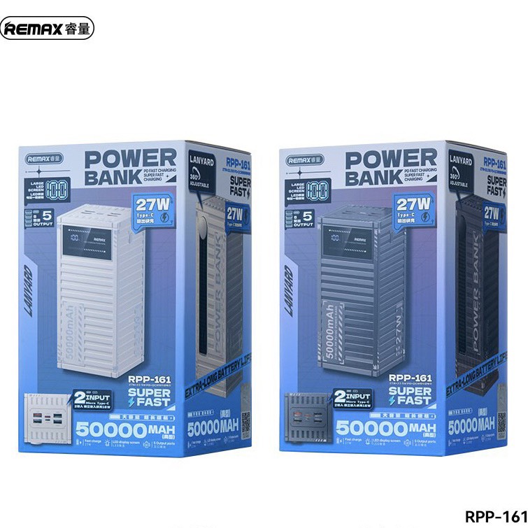 Pin sạc dự phòng REMAX RPP 161 - 50000 mah container sạc nhanh điện thoại 27w - 22.5w