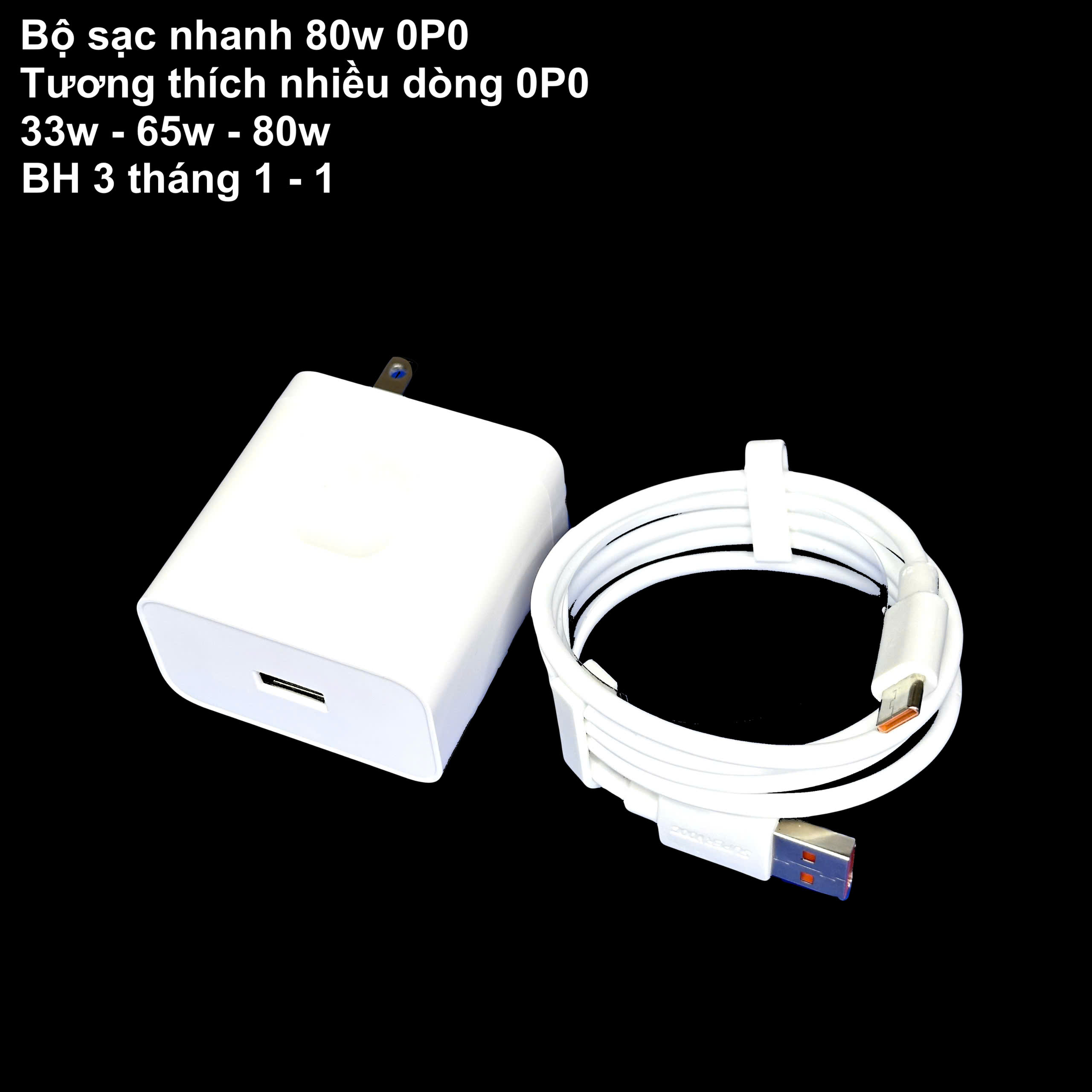 Bộ cốc cáp sạc nhanh 80W USB - C cho các dòng 0P0 có hỗ trợ sạc nhanh phụ kiện sạc điện thoại Phone
