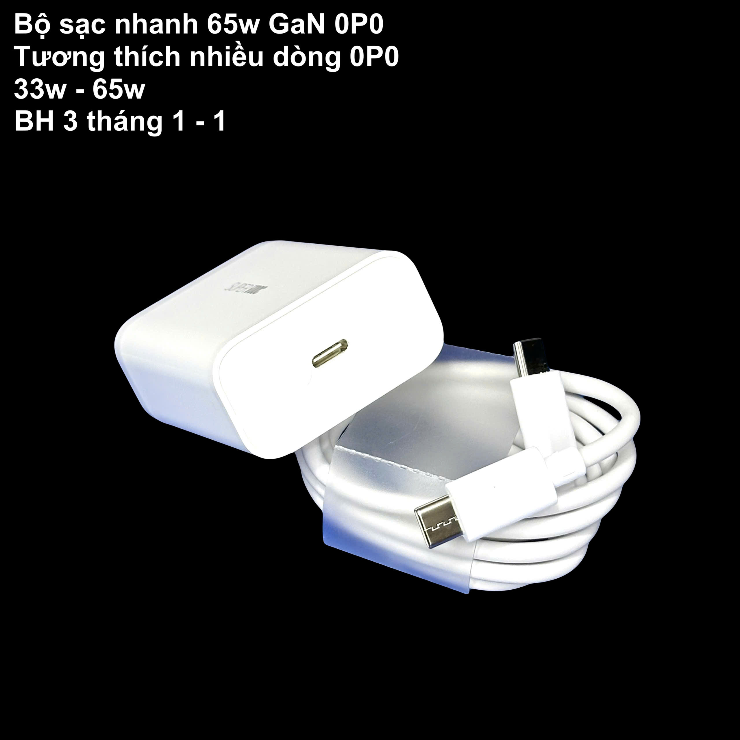 Bộ cốc cáp sạc nhanh 65W GaN cho dòng máy 0P0 có hỗ trợ sạc nhanh superv0c 2.0 phụ kiện sạc điện thoại Usb C