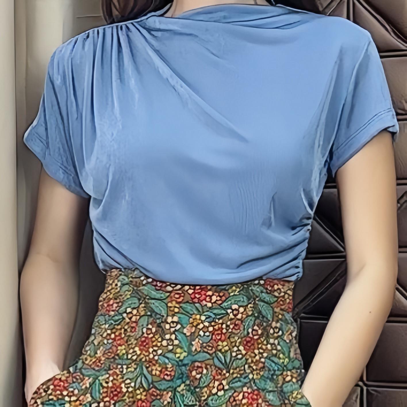 Áo Thun Kiểu Nữ Nhún Vai Chất Thun Nhũ Đi Dạo Phố MIMIX - CS8