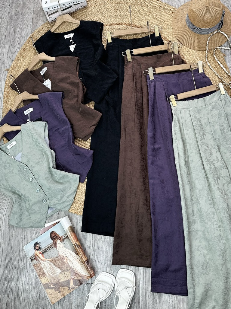 FS5 - Set Gile Sát Nách Cổ V Mix Quần Dáng Dài MIMIX