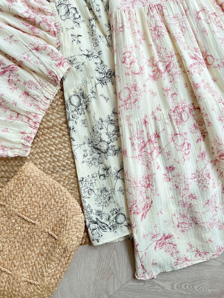 FS4 - SET ÁO CỔ TRÒN MIX CHÂN VÁY MIMIX