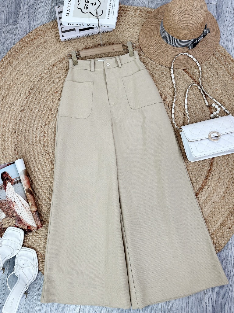 Quần Kaki Dáng Dài Loe Tôn Dáng Phối Túi Trước Đi Làm Đi Tiệc MIMIX - EF3