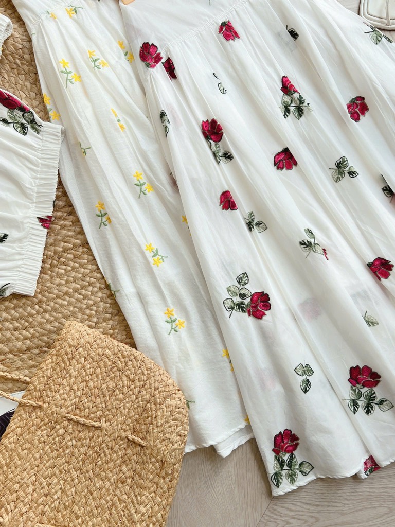 FR6 -  Set A Bo Eo Thêu Hoa CV