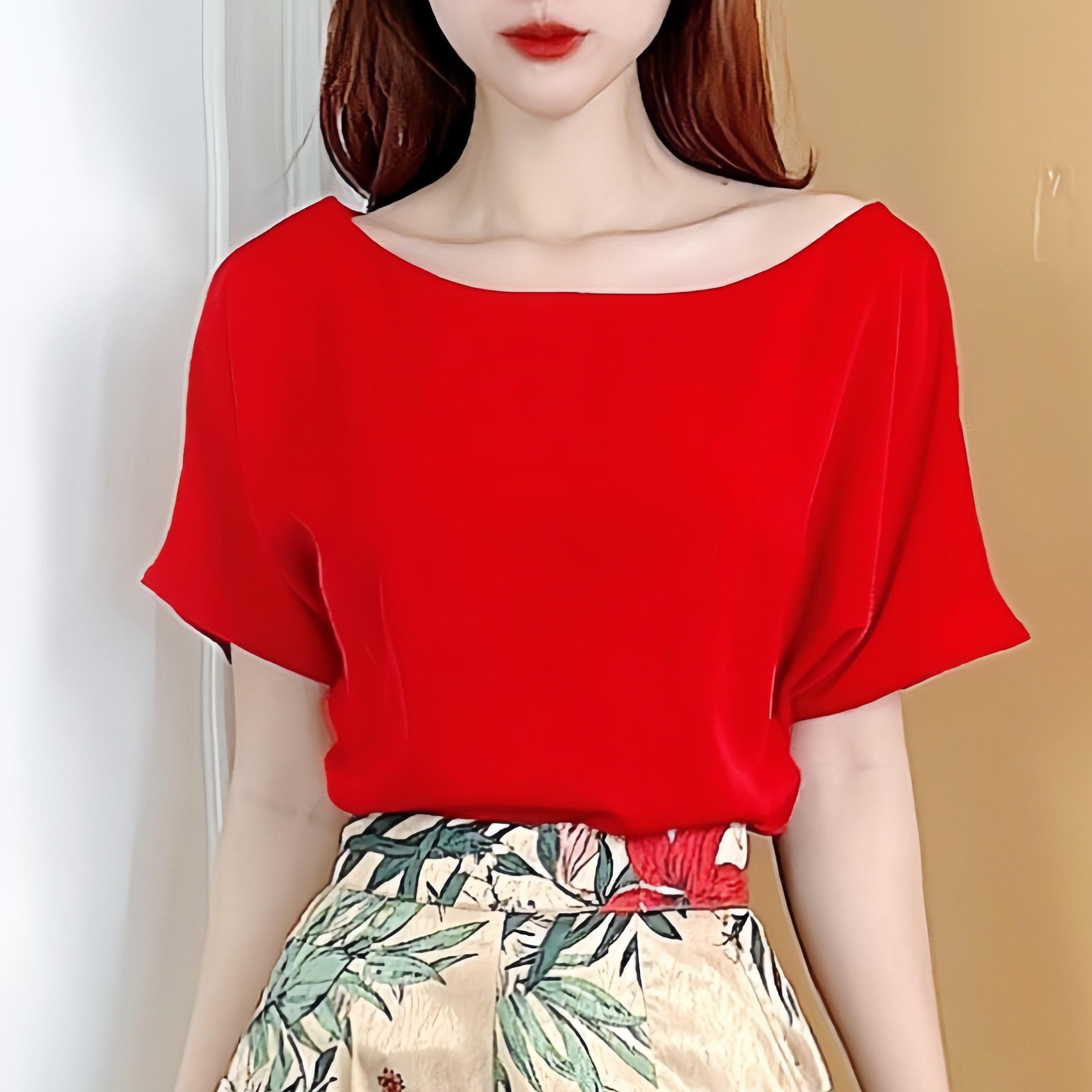 Áo Sơ Mi Trơn Nữ Cổ Tròn Chất Lụa Mango Đi Làm Đi Chơi MIMIX - CO1