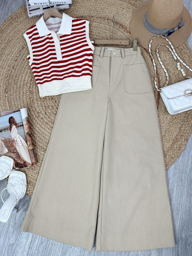 Quần Kaki Dáng Dài Loe Tôn Dáng Phối Túi Trước Đi Làm Đi Tiệc MIMIX - EF3