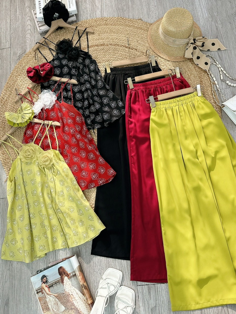 Set Bộ Nữ Áo Yếm Dây Đôi Mix Quần Trơn Dáng Dài Đi Dạo Phố Đi Tiệc MIMIX - EX2