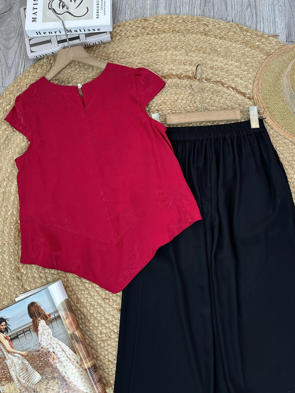 Set Bộ Áo Thêu Hạc Mix Quần Dáng Suông Dài Đi Dạo Phố MIMIX - EZ2