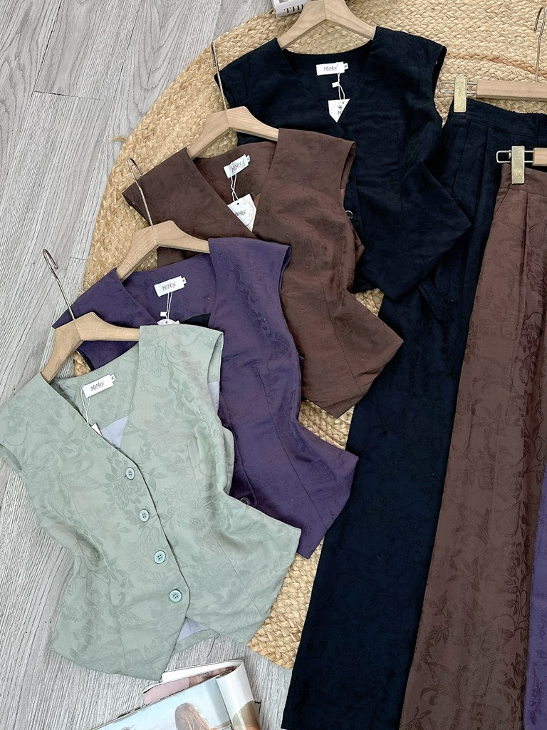 FS5 - Set Gile Sát Nách Cổ V Mix Quần Dáng Dài MIMIX