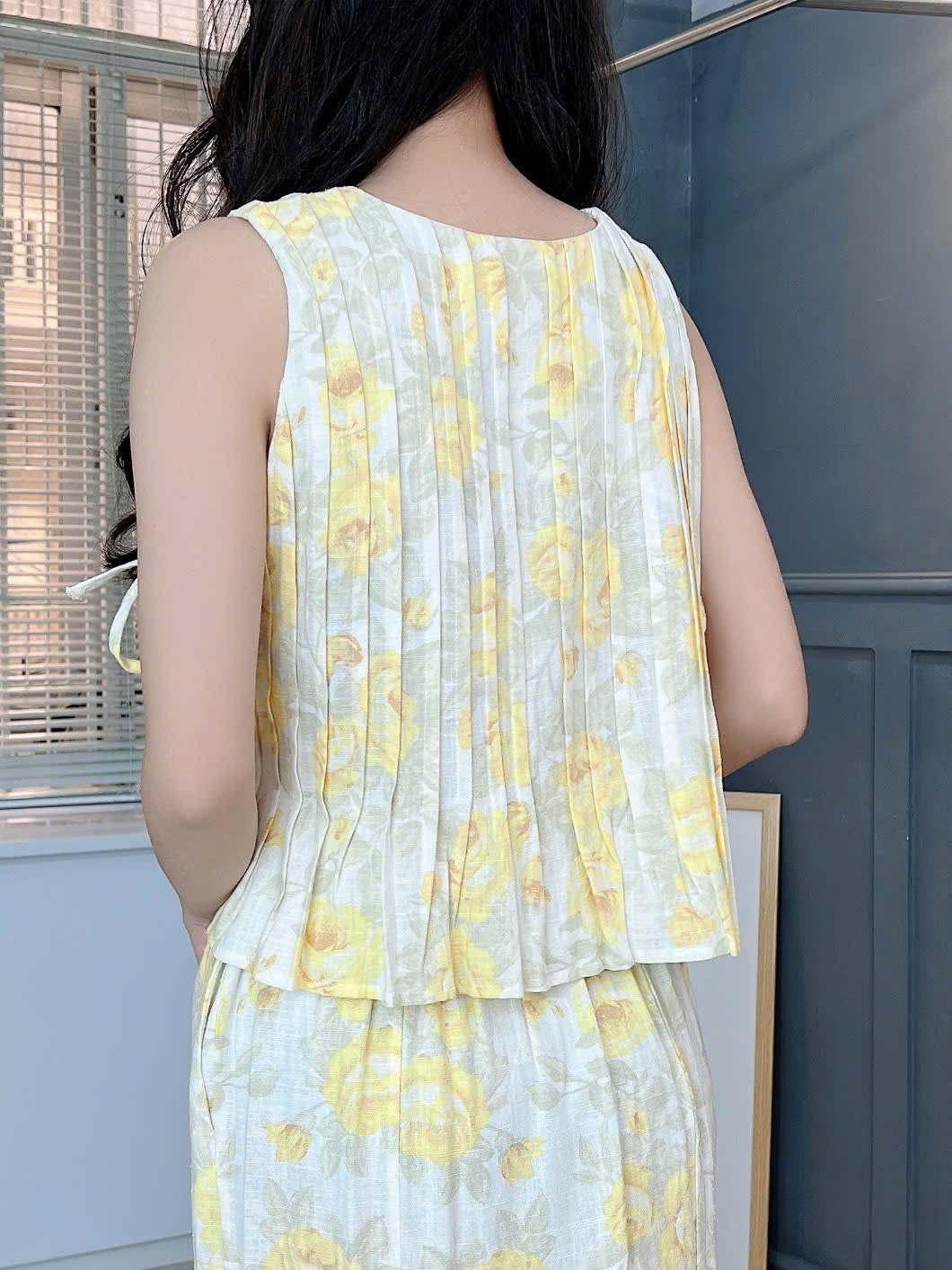 Set Váy Nữ Áo Sát Nách Nơ Đôi Mix Chân Váy Đuôi Cá Dáng Dài Chất Linen Gân Đi Biển MIMIX - FA0