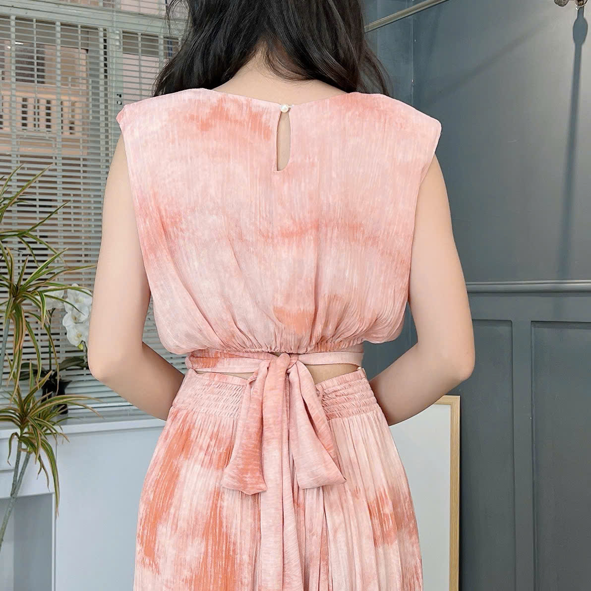 Set Bộ Loang Áo Sát Nách Phối Dây Eo Mix Quần Dài Chất Đũi Linen Đi Tiệc Đi Dạo Phố MIMIX - FD0