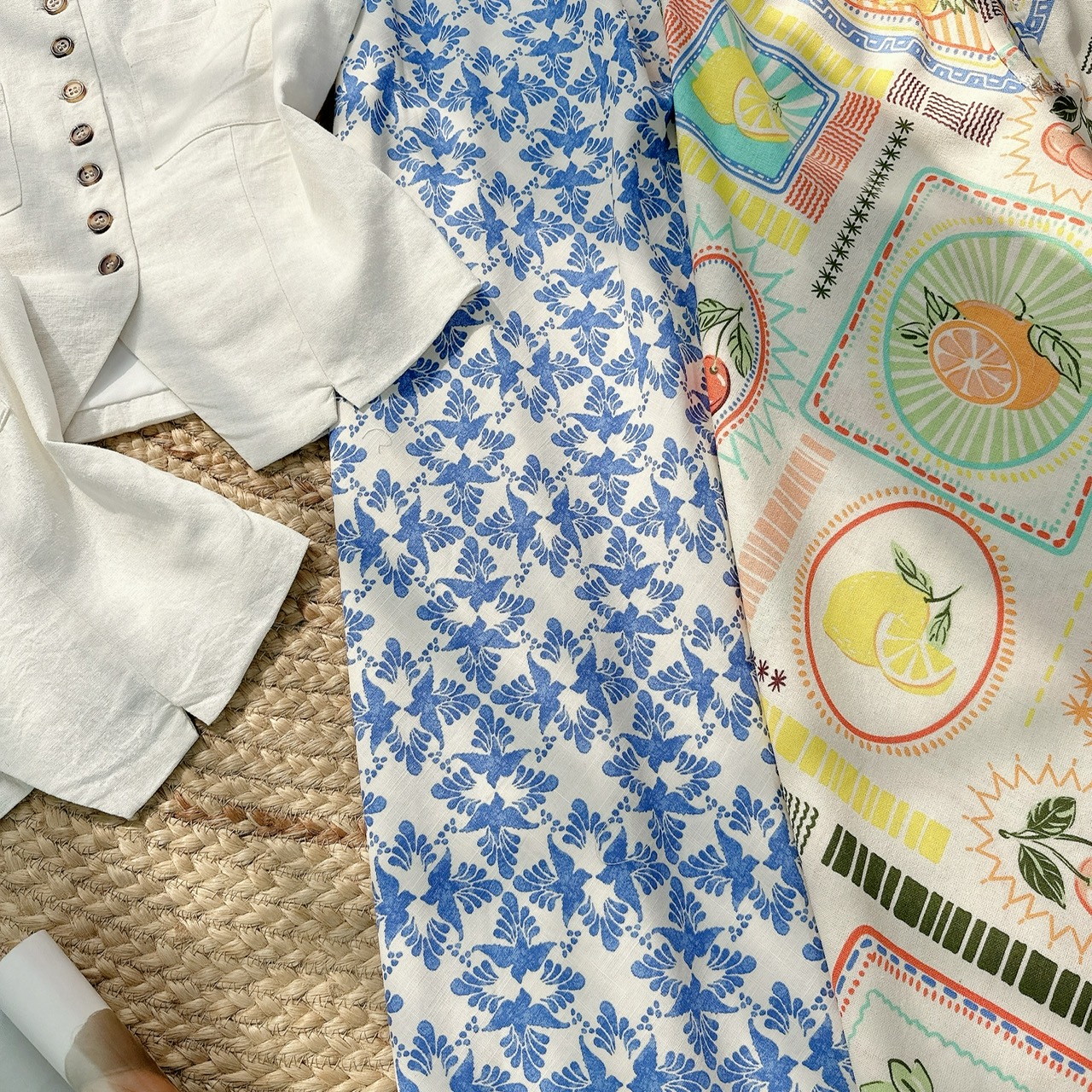 Set Bộ Thêu Áo Gile Mix Chân Váy Họa Tiết Chất Linen Đi Biển MIMIX - FE5