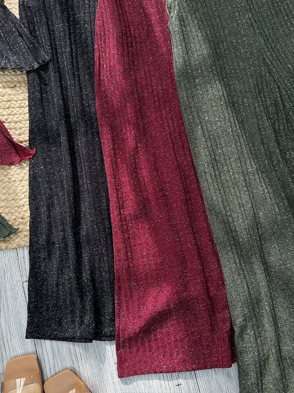 Set Bộ Nữ Áo Yếm Vạt Xéo Mix Quần Dáng Dài Chất Dệt Kim Ánh Nhũ Co Dãn 4 Chiều Đi Tiệc MIMIX - FH7