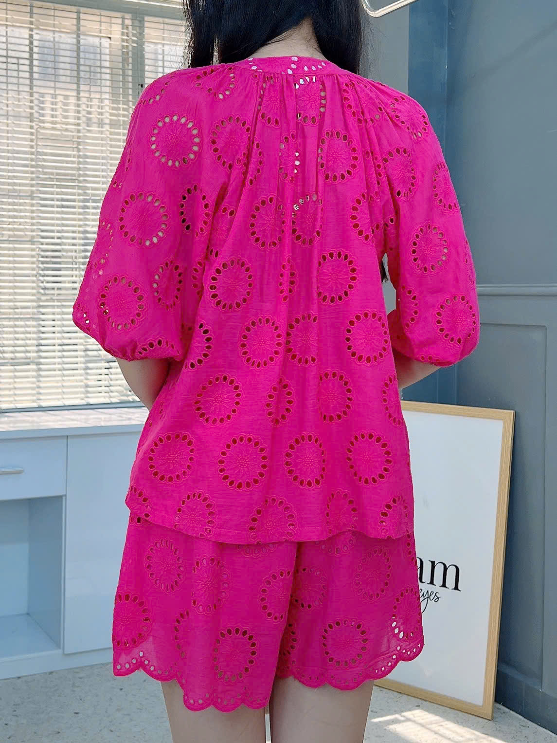 Set Short Nữ Áo Boi Thêu Mix Nơ Và Quần Dáng Ngắn Chất Boi Thêu Dày Đi Dạo Phố MIMIX - FI5