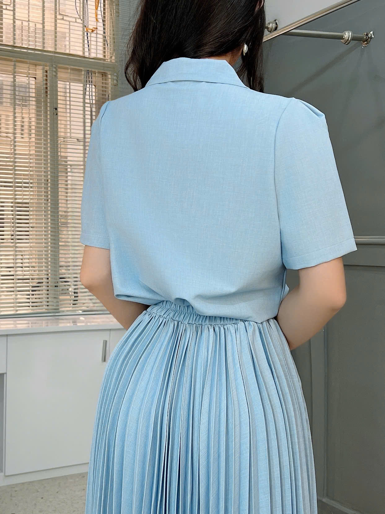 Set Váy Nữ Chân Váy Dập Ly Mix Áo Vest Tay Ngắn Chất Chéo Hàn Công Sở MIMIX - FJ1