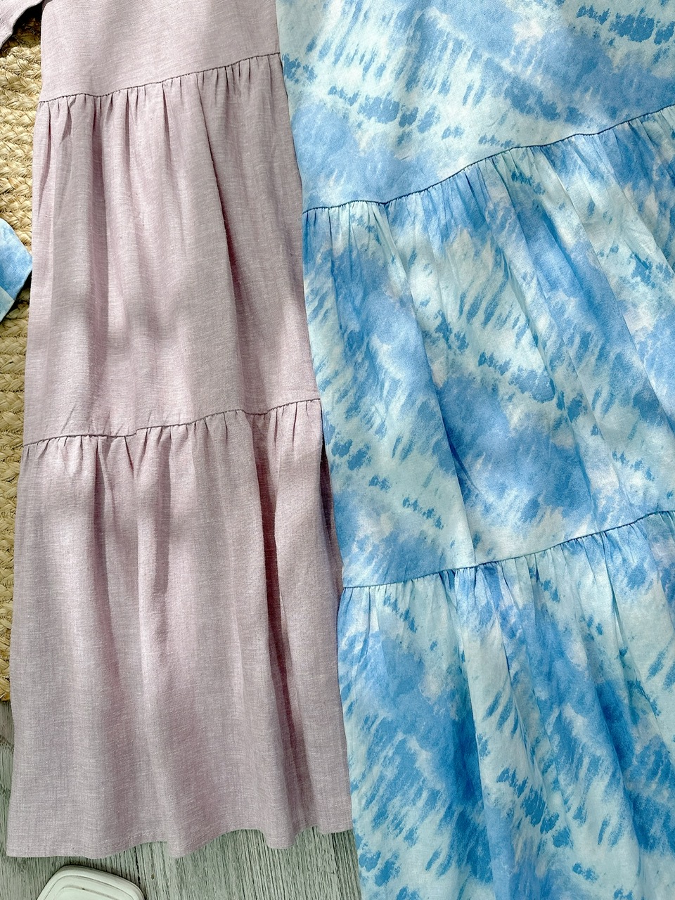 Set Váy Nữ Áo Sát Nách Phối Nút Mix Chân Váy Tầng Dáng Dài Chất Linen Tưng MIMIX - FJ6