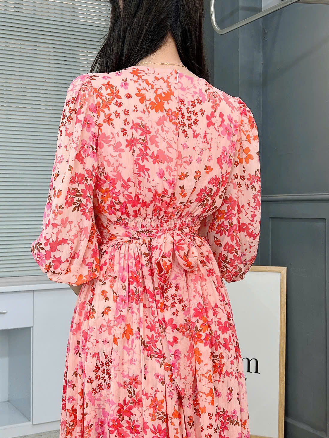 Đầm Maxi Nữ Tay Dài Cổ V Phối Xẻ Tà 3 Màu Chất Tơ IC Đi Biển Đi Tiệc MIMIX - FL0