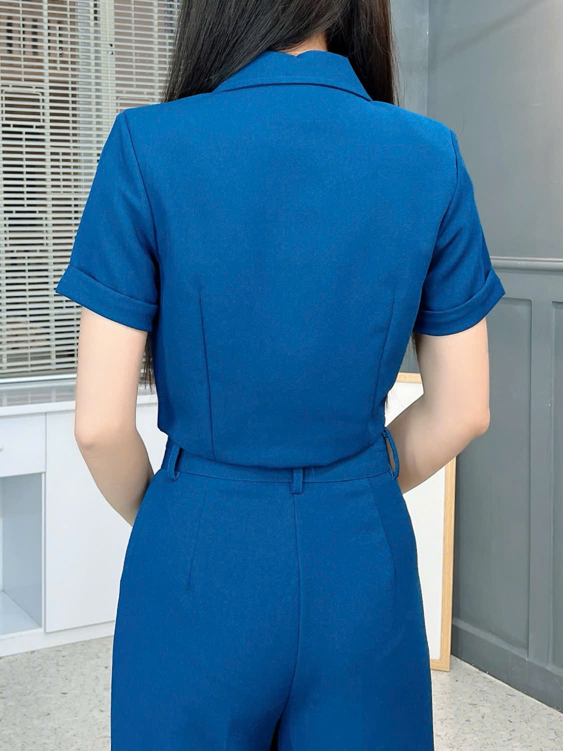 Set Bộ Nữ Áo Croptop Cổ Vest Tà Lệch Mix Quần Dáng Dài Chất Cát Hàn Công Sở MIMIX - FL3