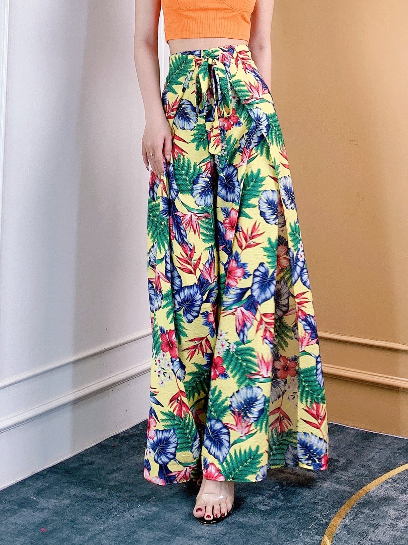 Quần Đũi Họa Tiết Xẻ Tà Đắp Chéo Chất Đũi Lụa Đi Đi Biển MIMIX - BZ0