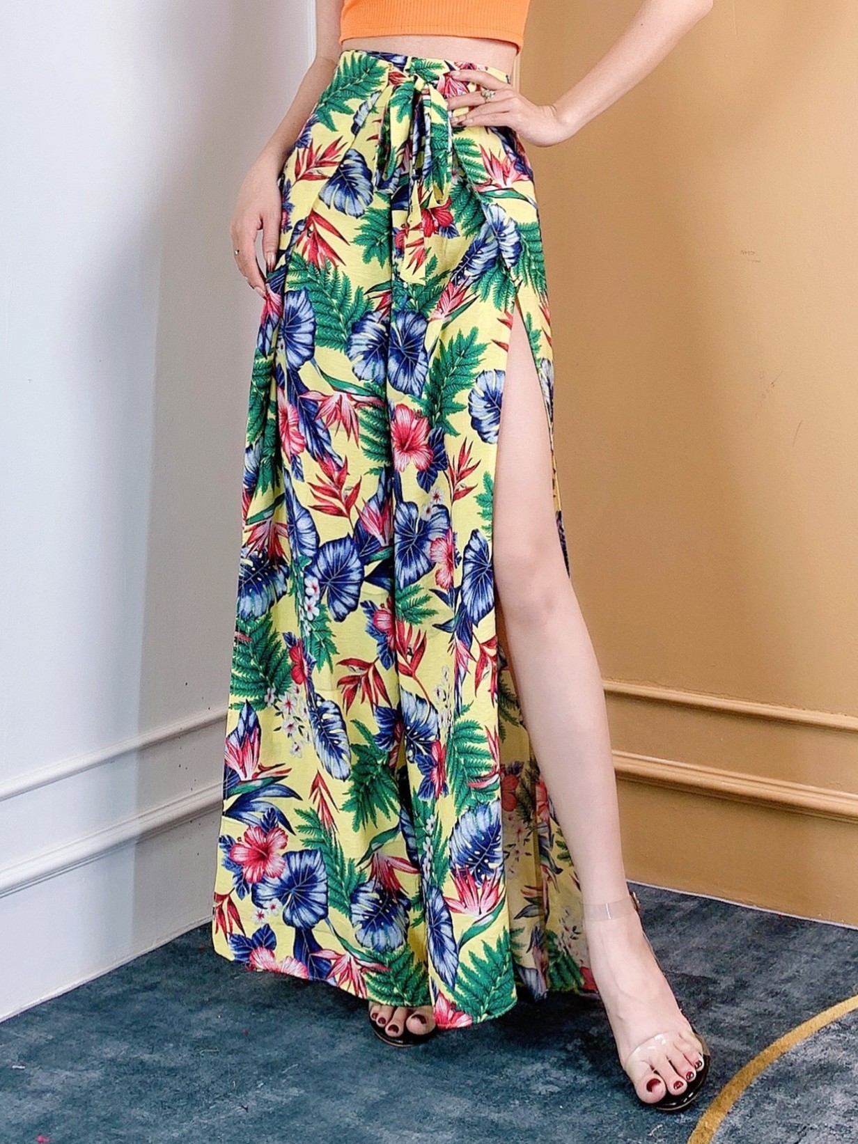 Quần Đũi Họa Tiết Xẻ Tà Đắp Chéo Chất Đũi Lụa Đi Đi Biển MIMIX - BZ0