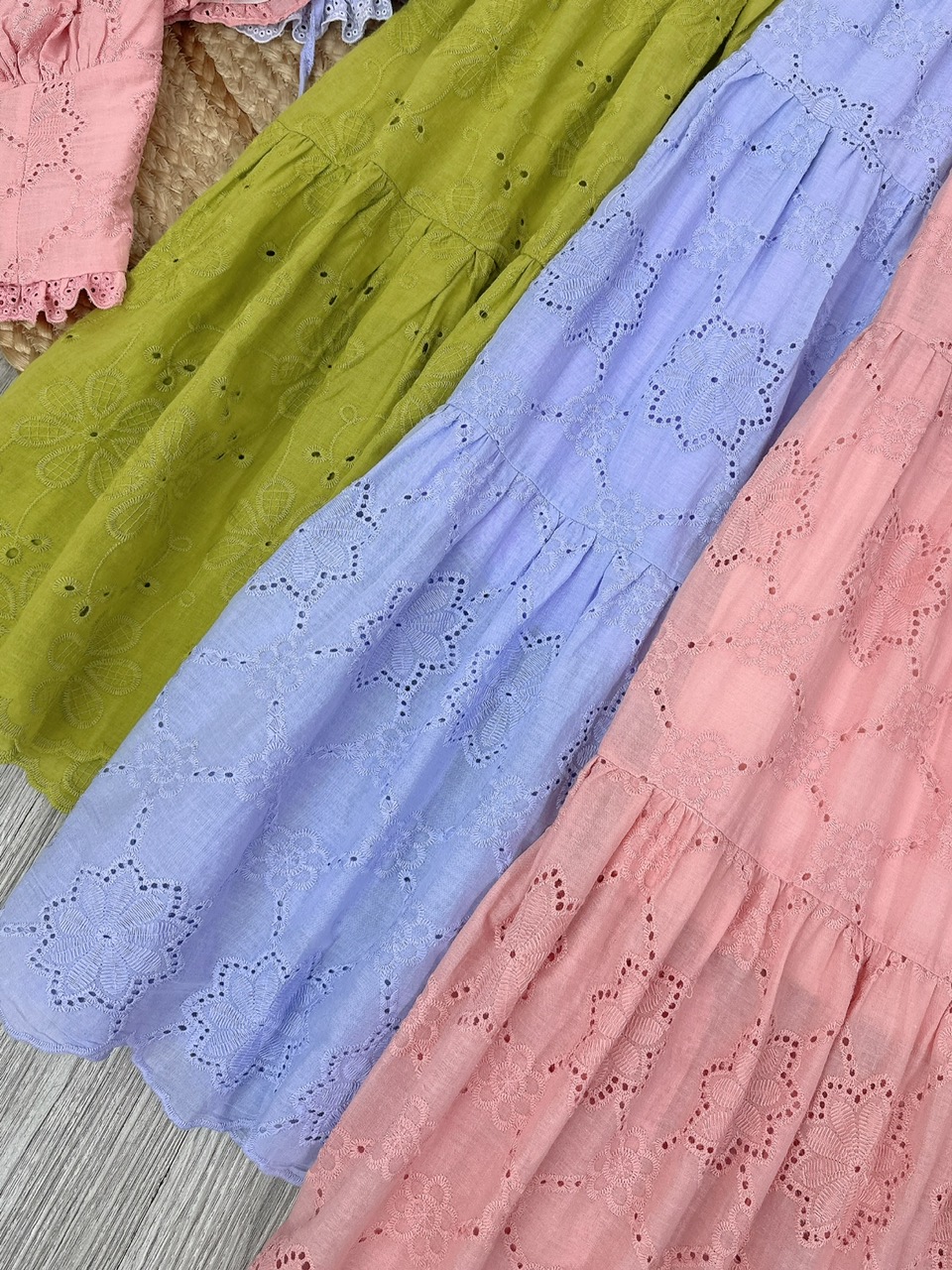 Set Váy Boi Áo Viền Bèo Mix Chân Váy Dáng Dài Chất Boi Cotton Đi Tiệc Đi Biển MIMIX  - FJ2