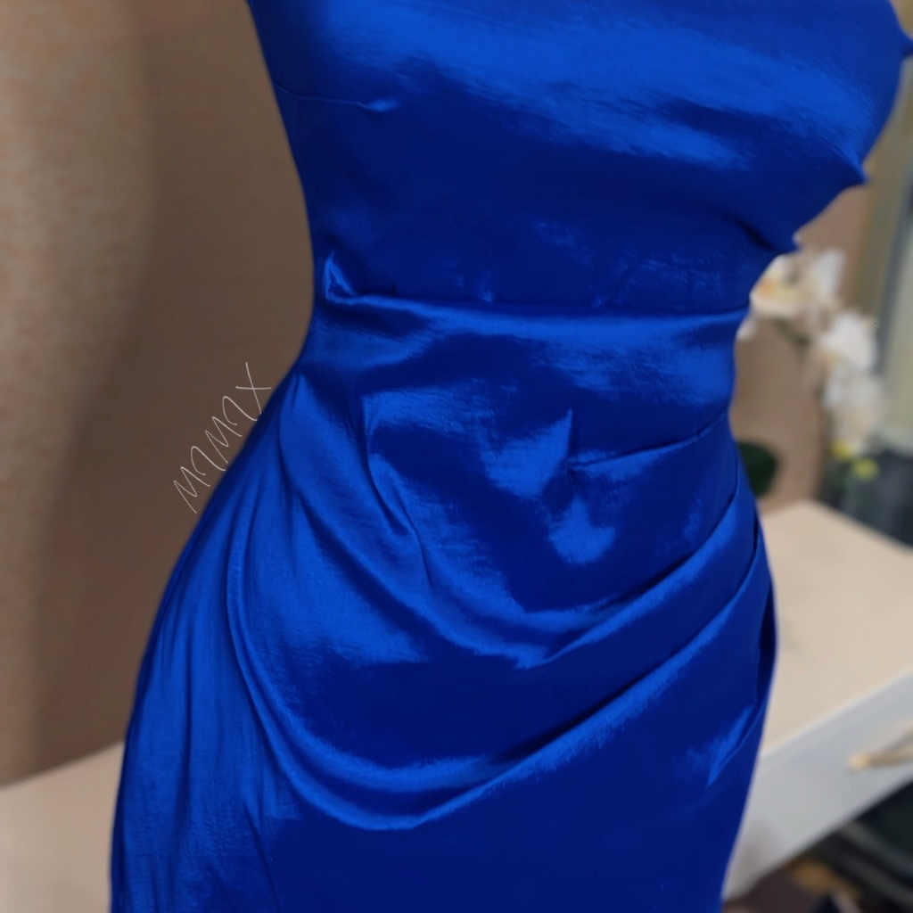 Đầm Body Tiệc Trơn 2 Dây Xếp Ly Eo Vạt Xẻ Chất Tapfa Co Dãn Đi Tiệc MIMIX - DK0