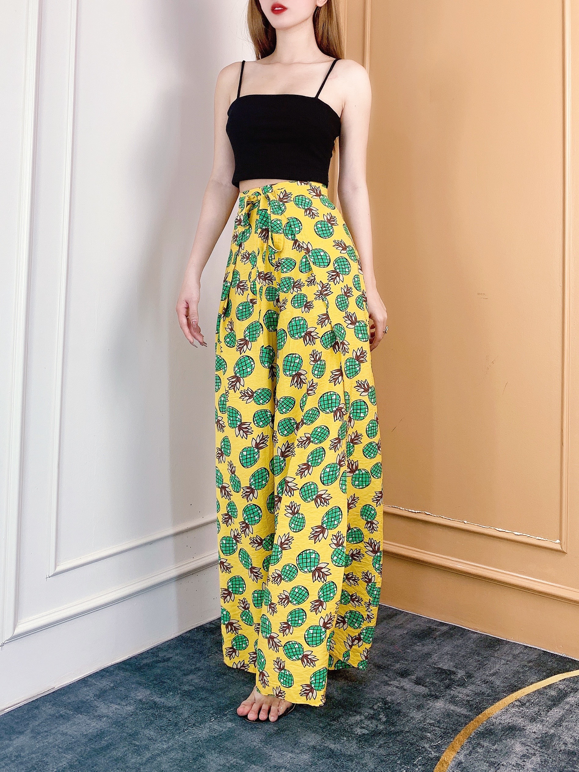 Quần Đũi Họa Tiết Xẻ Tà Đắp Chéo Chất Đũi Lụa Đi Đi Biển MIMIX - BZ0