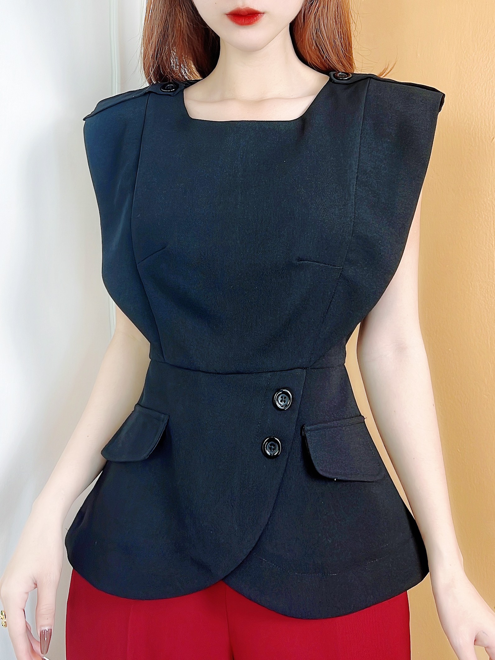 Áo Peplum Trơn Cổ Tròn Vạt Xẻ Chất Tuyết Mưa Đi Làm Đi Chơi MIMIX - CP2