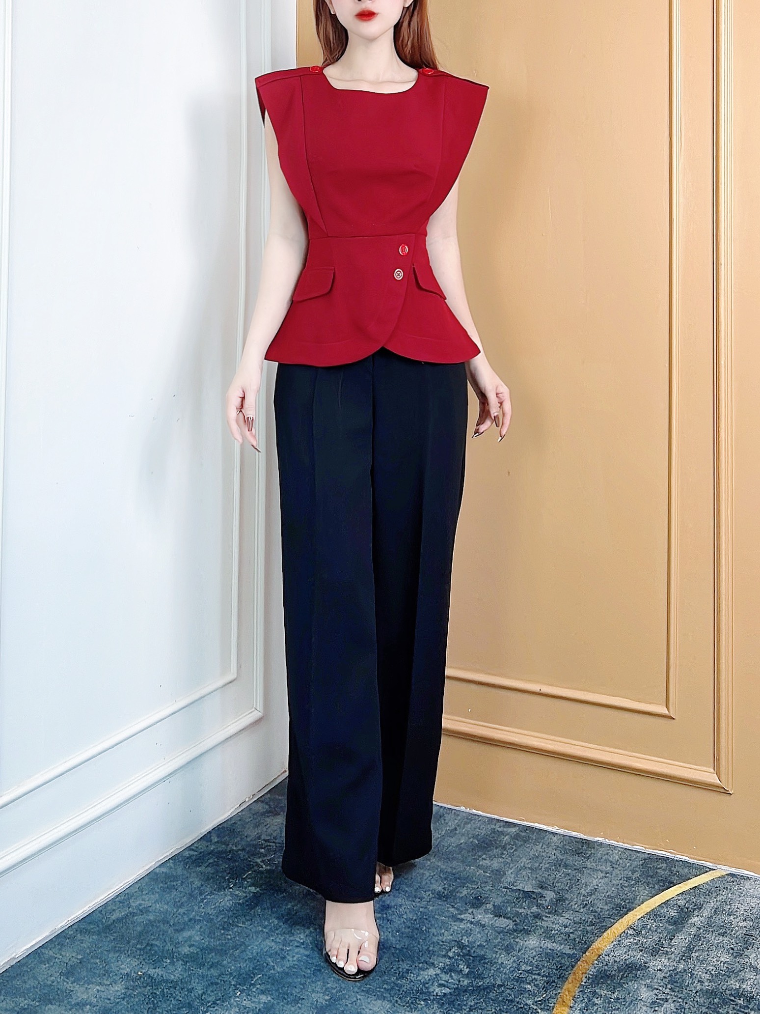 Áo Peplum Trơn Cổ Tròn Vạt Xẻ Chất Tuyết Mưa Đi Làm Đi Chơi MIMIX - CP2