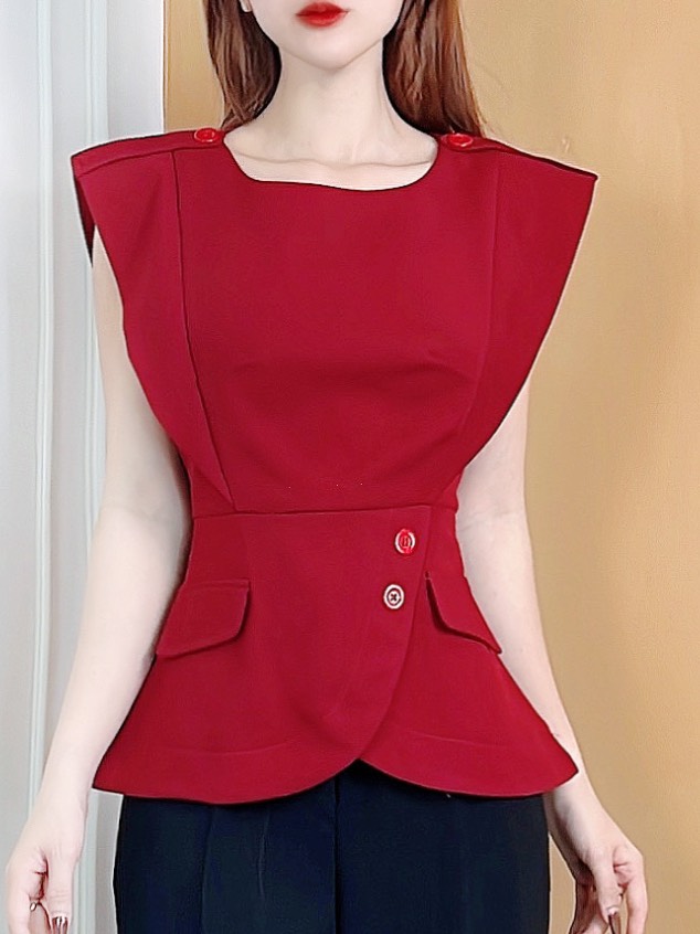 Áo Peplum Trơn Cổ Tròn Vạt Xẻ Chất Tuyết Mưa Đi Làm Đi Chơi MIMIX - CP2