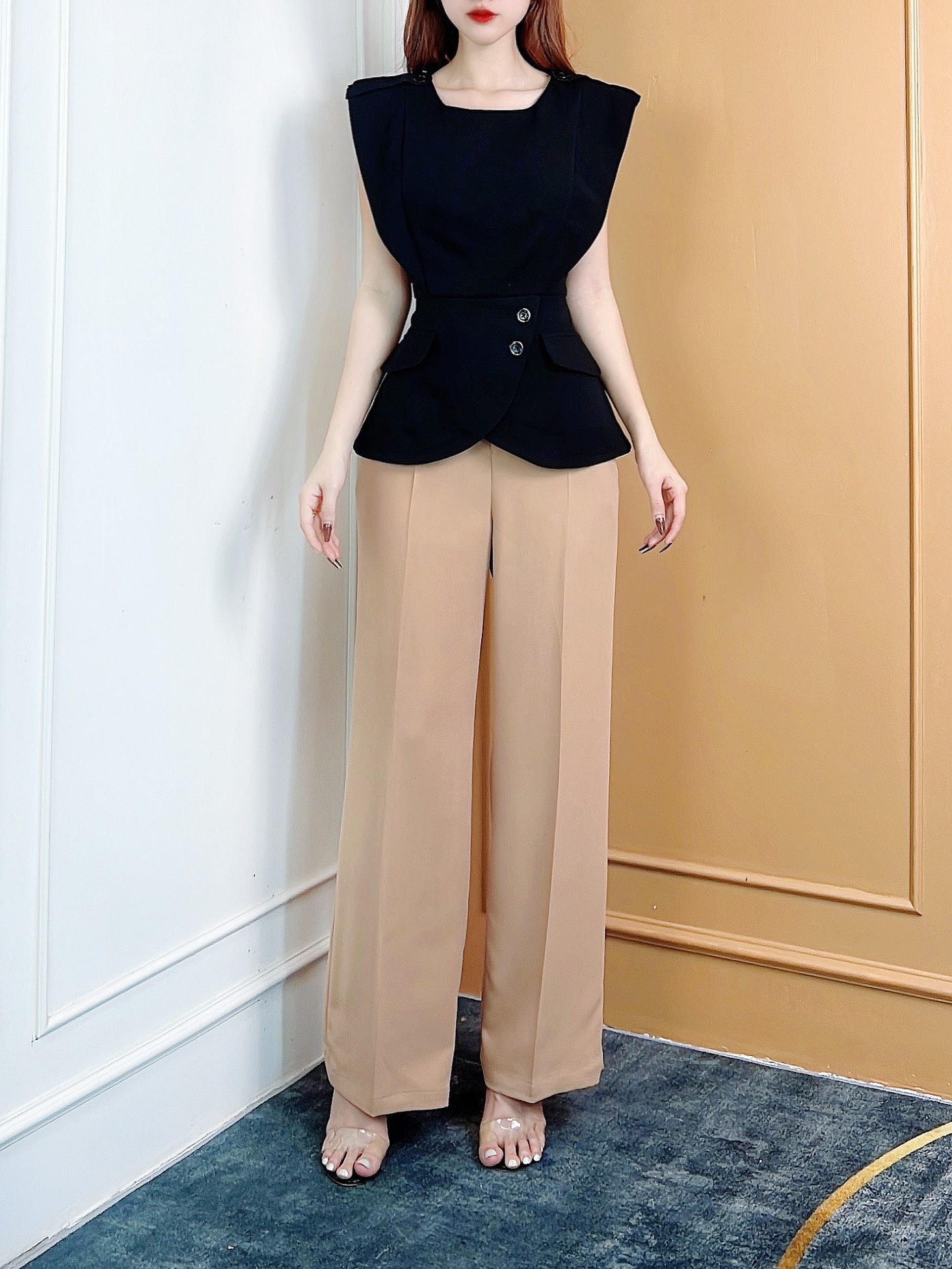 Áo Peplum Trơn Cổ Tròn Vạt Xẻ Chất Tuyết Mưa Đi Làm Đi Chơi MIMIX - CP2