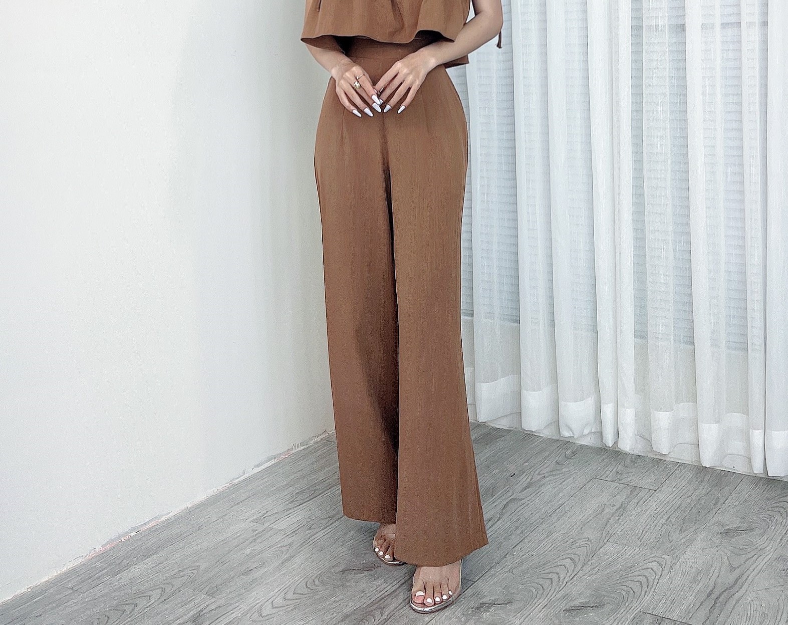 Quần Nữ Ống Suôn Đai Bản Trước Chun Sau Chất Linen Sướt Đi Biển MIMIX - CW5