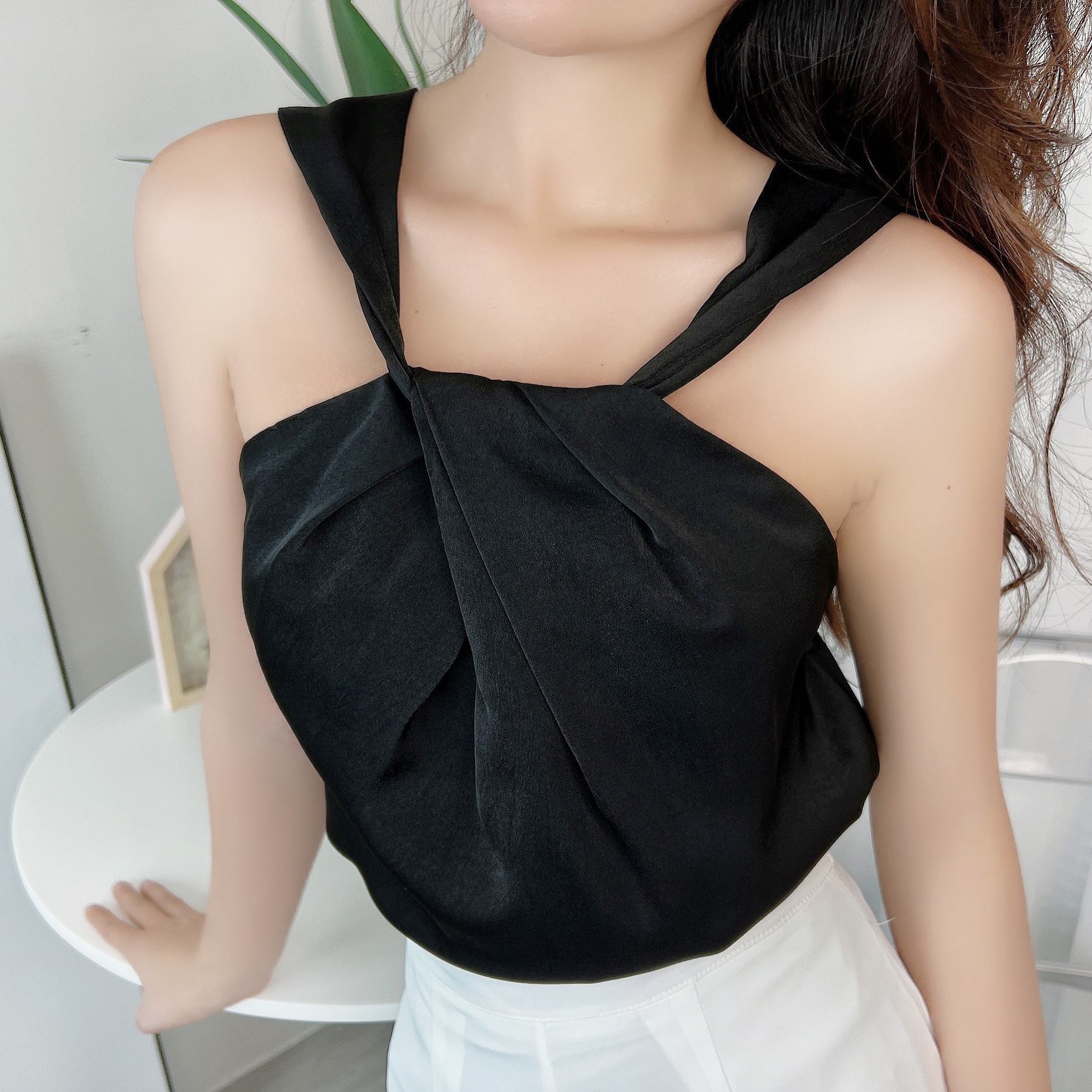 Áo Yếm Trơn Dây Xoắn Chất Lụa Đi Tiệc Đi Du Lịch MIMIX - DD7