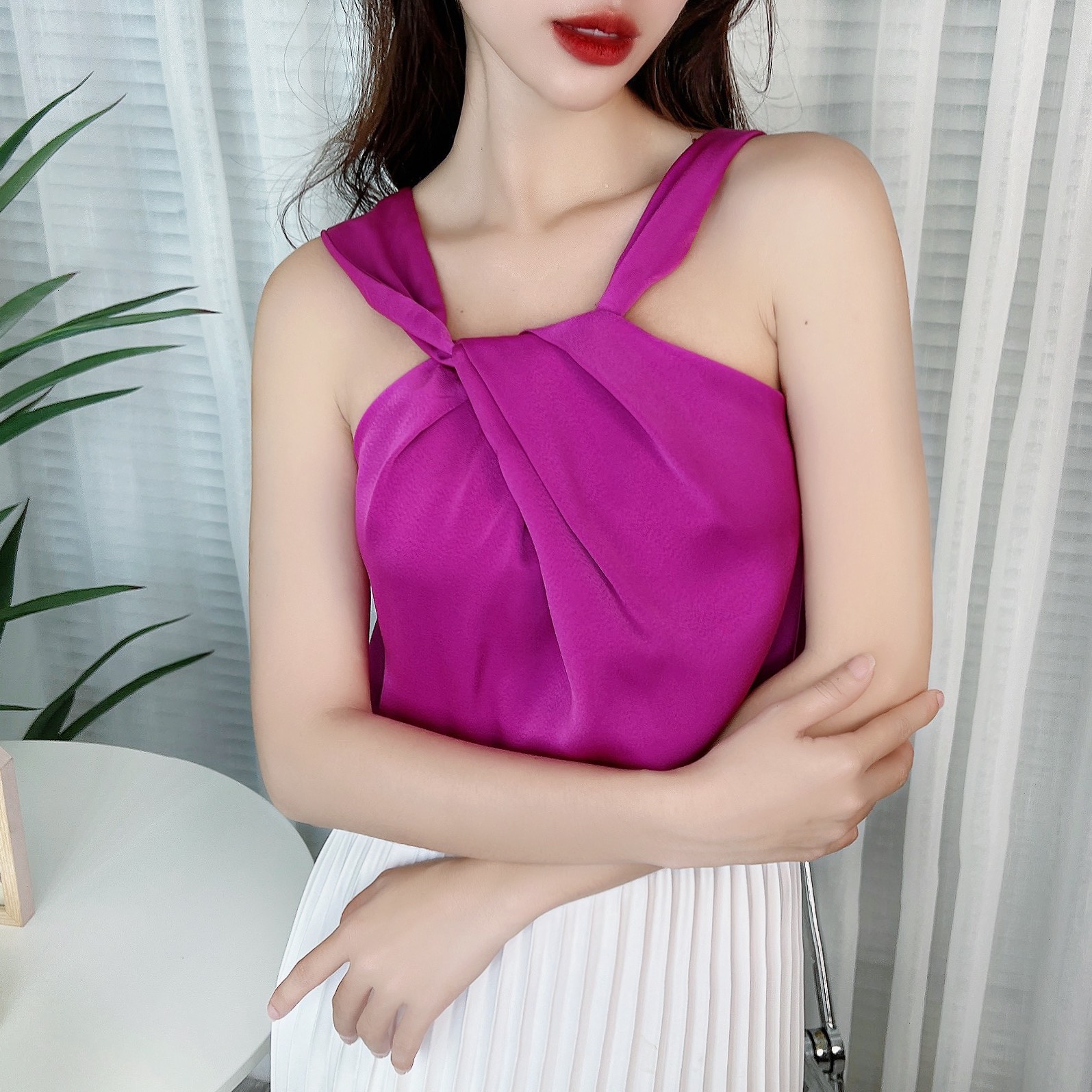 Áo Yếm Trơn Dây Xoắn Chất Lụa Đi Tiệc Đi Du Lịch MIMIX - DD7