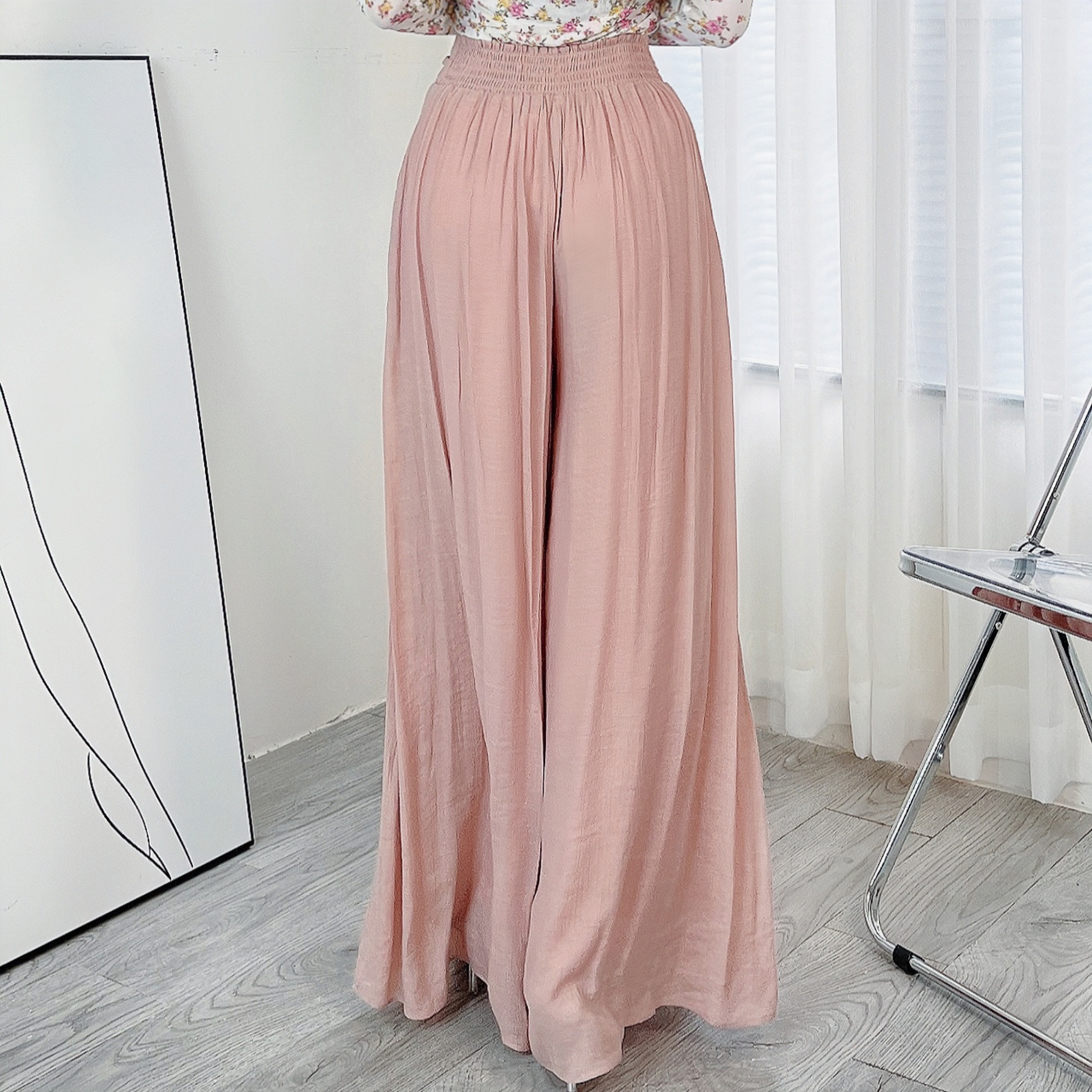 Quần Culottes Xếp Ly Trơn Lưng V Dáng Dài Nữ Tính Đi Du Lịch Chất Linen Tơ Sước MIMIX - DG8