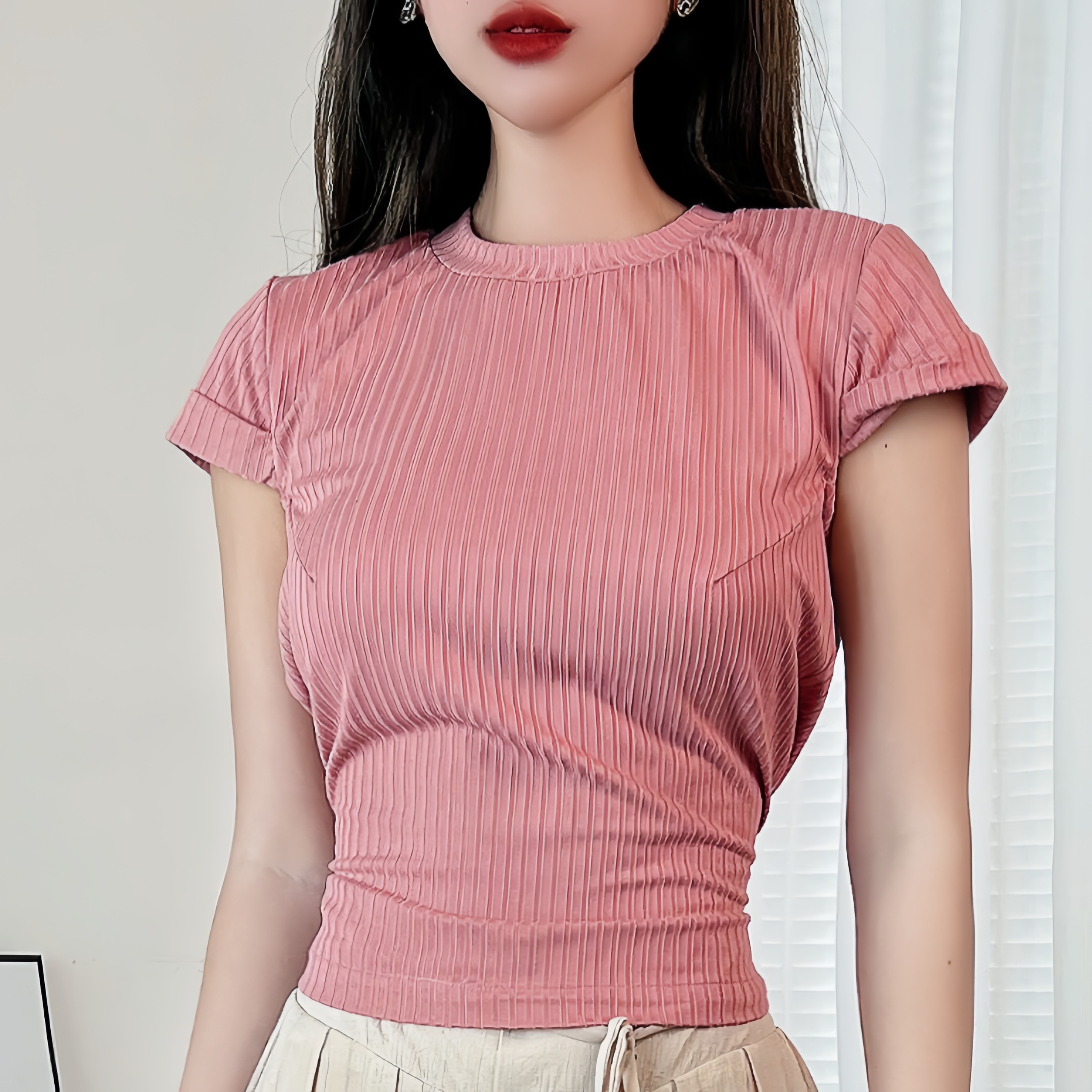 Áo Thun Nữ Trơn Cổ Tròn Tay Ngắn Có Cột Eo Chất Thun Đũa Đi Du Lịch MIMIX - DL2