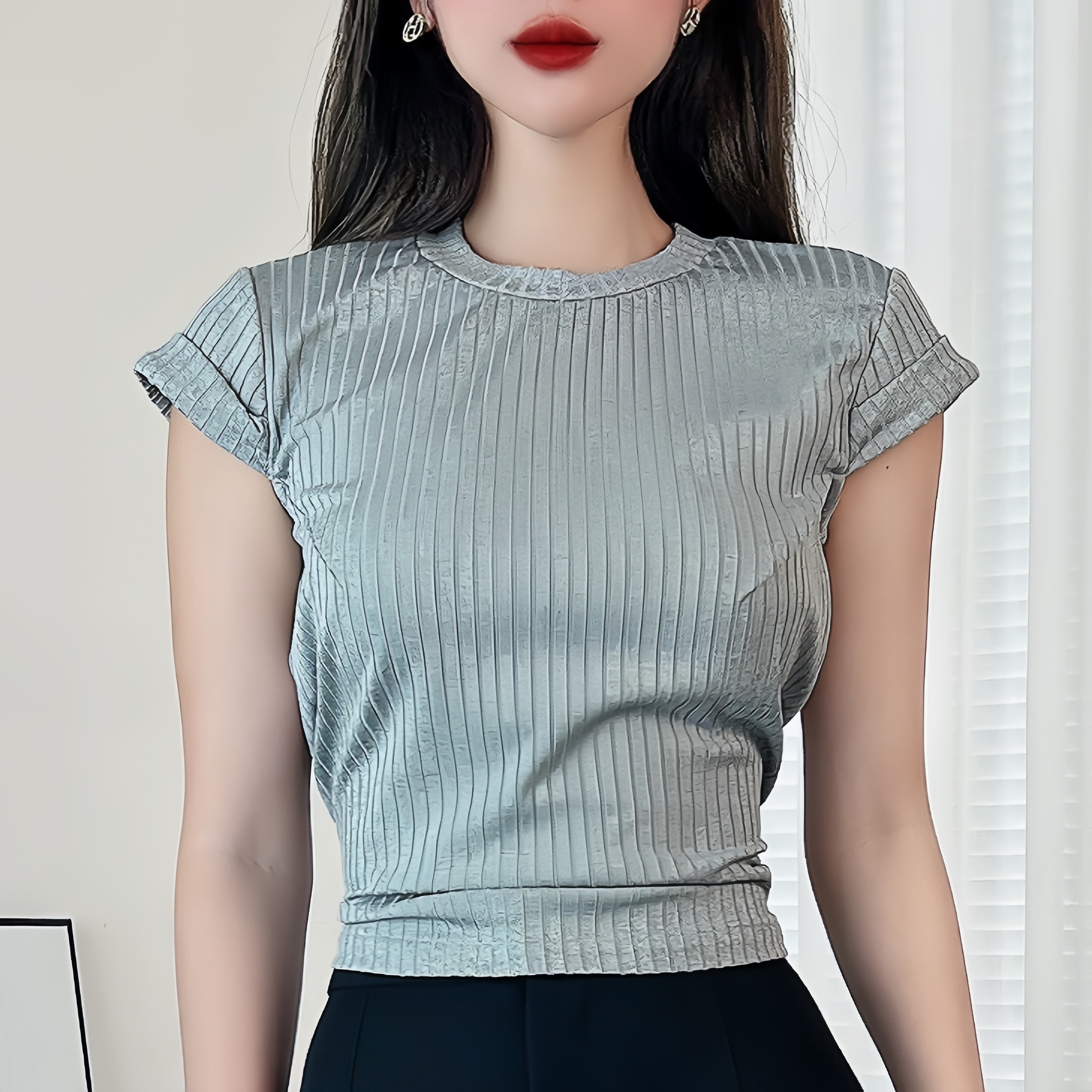 Áo Thun Nữ Trơn Cổ Tròn Tay Ngắn Có Cột Eo Chất Thun Đũa Đi Du Lịch MIMIX - DL2