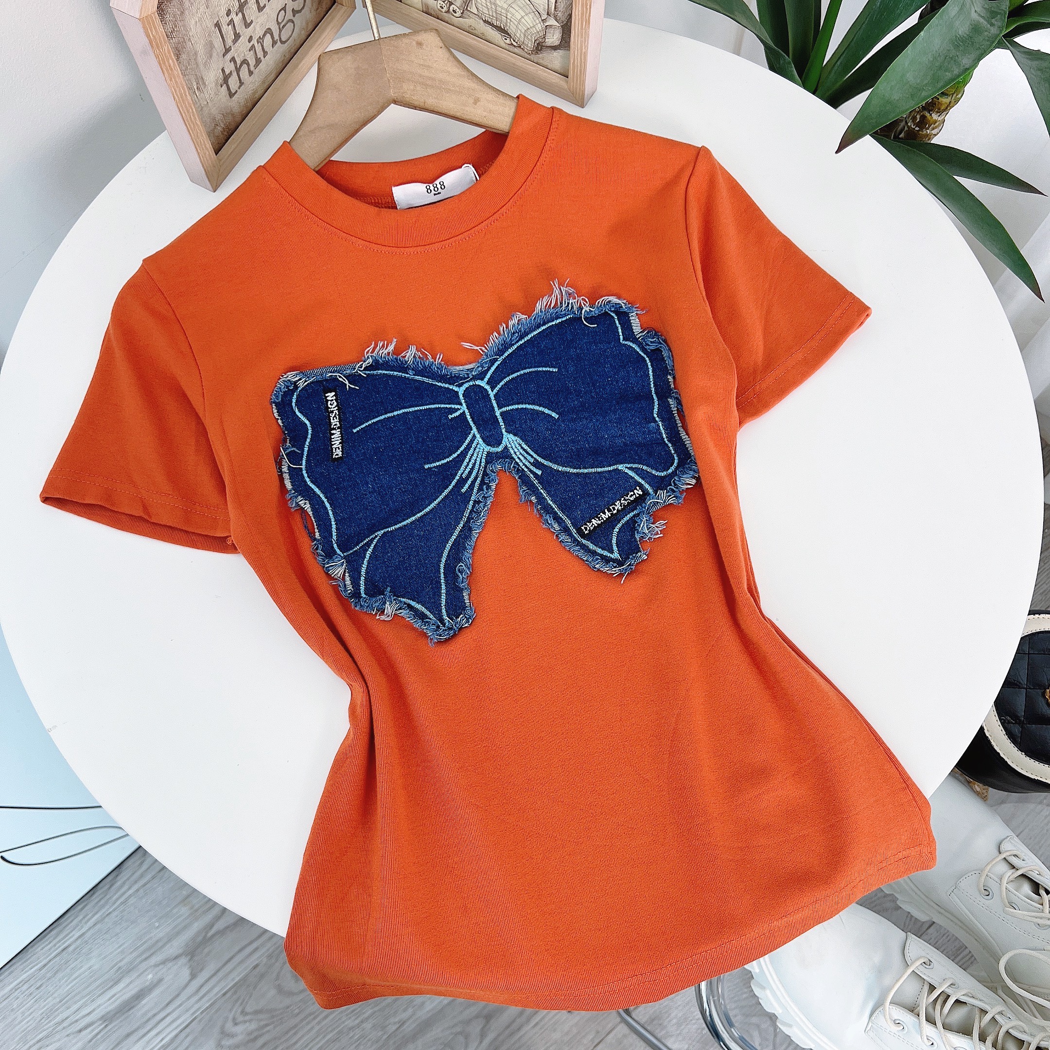 Áo Thun Baby Tee Cổ Tròn Tay Ngắn Họa Tiết Nơ Chất Thun Cotton Đi Du Lịch MIMIX - DN4