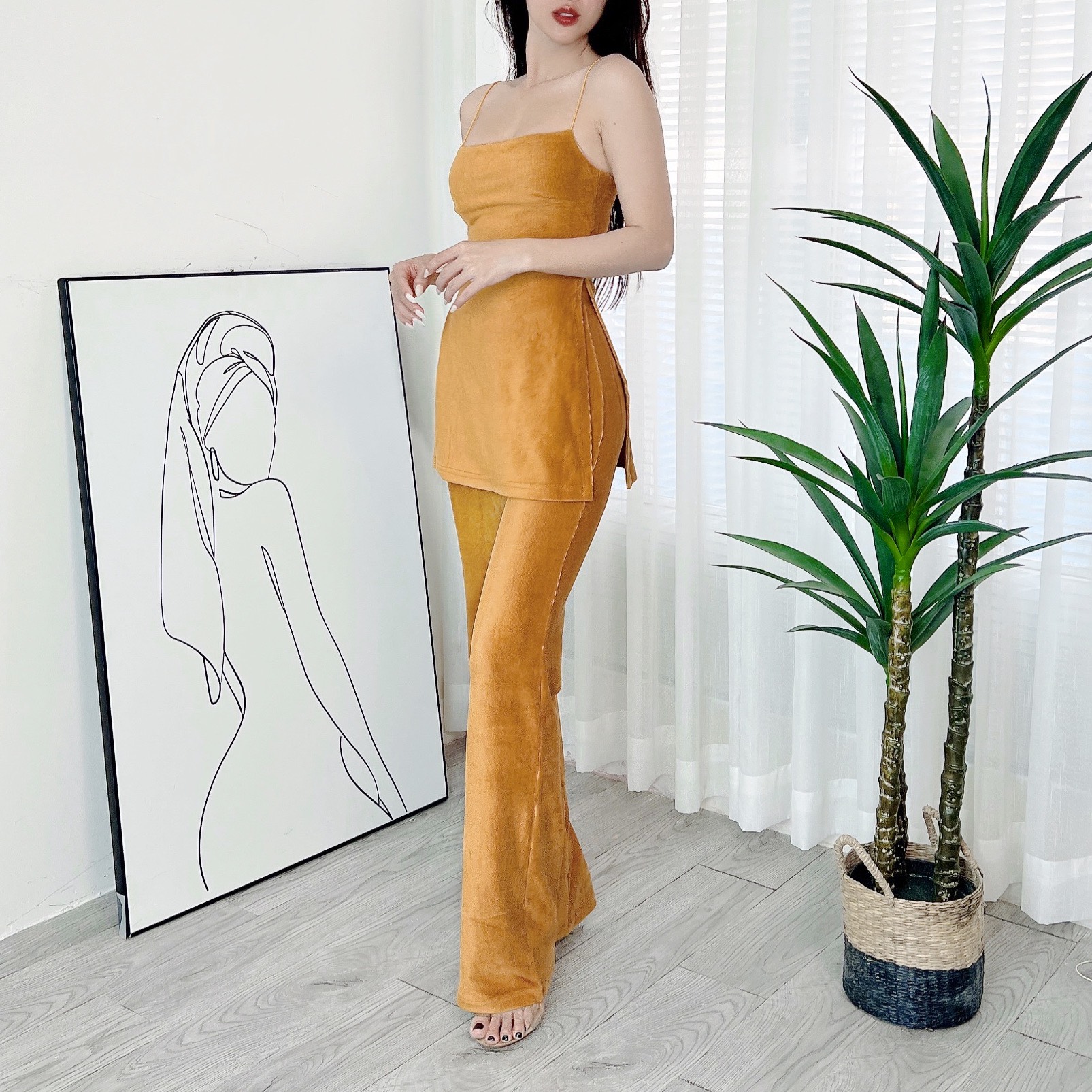 Quần Trơn Nữ Ống Loe Dáng Dài Chất Nhung Đi Làm Đi Chơi MIMIX - DV0