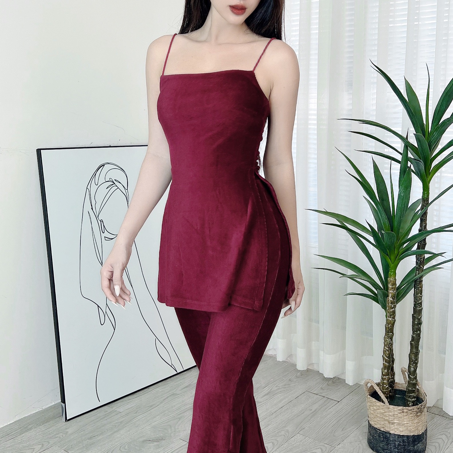 Quần Trơn Nữ Ống Loe Dáng Dài Chất Nhung Đi Làm Đi Chơi MIMIX - DV0