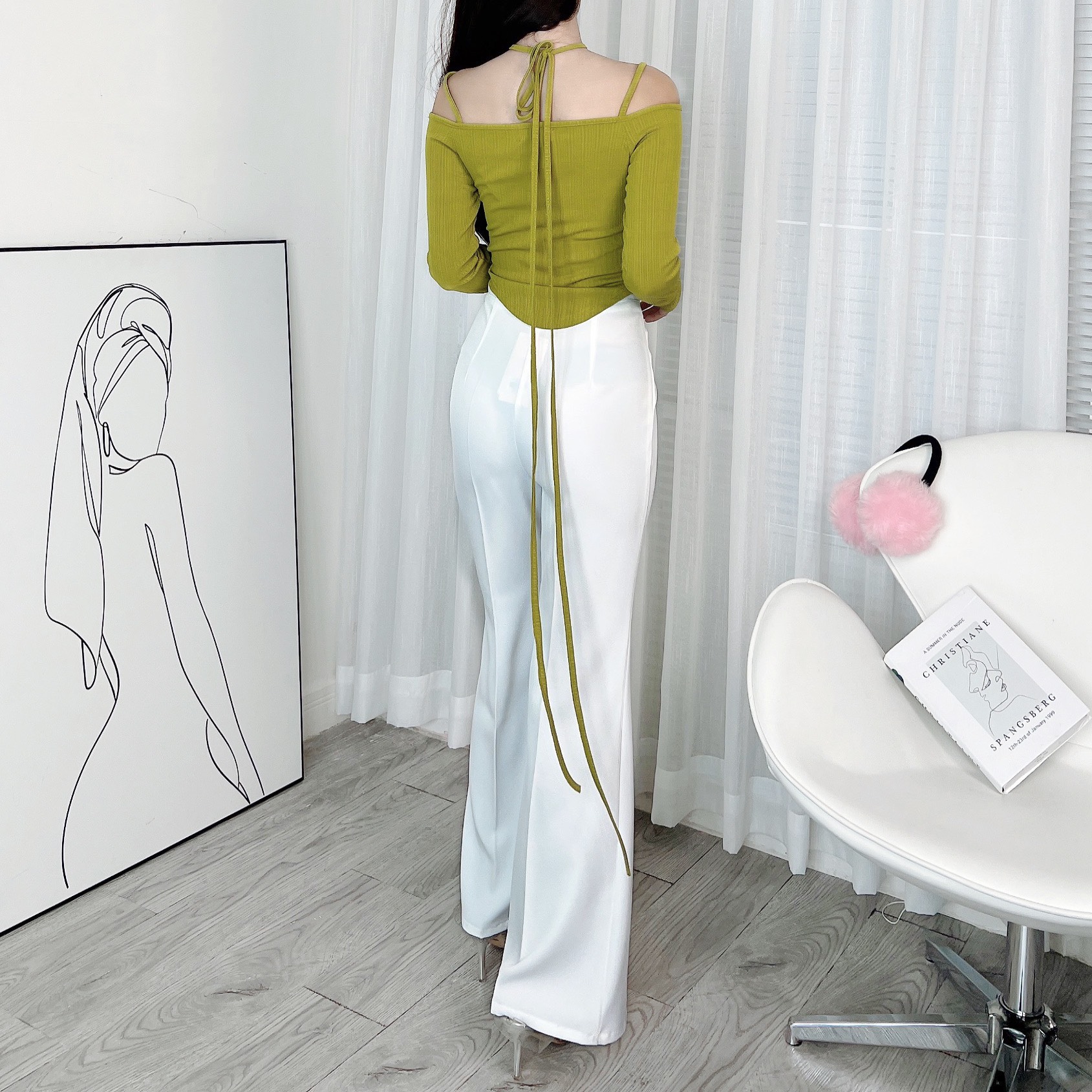 Áo 2 Dây Nữ Tay Dài Trễ Vai Vạt Bầu Chất Thun Vân Tăm Quảng Châu Đi Làm Đi Tiệc Mimix - DX4