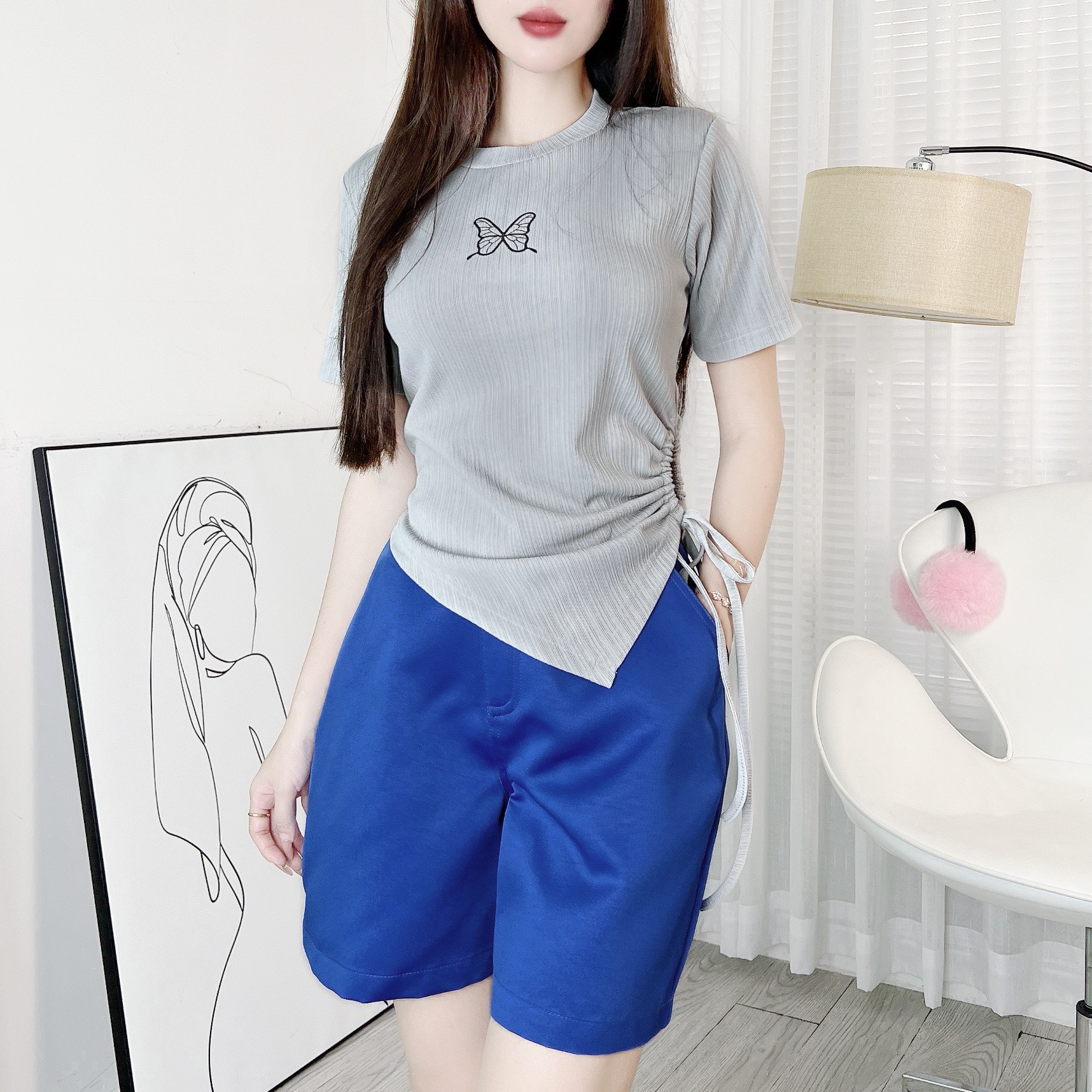 Quần Short Chất Kaki Lụa Trơn Lưng Cao Có Phối Túi 4 Đi Biển MIMIX - EF2