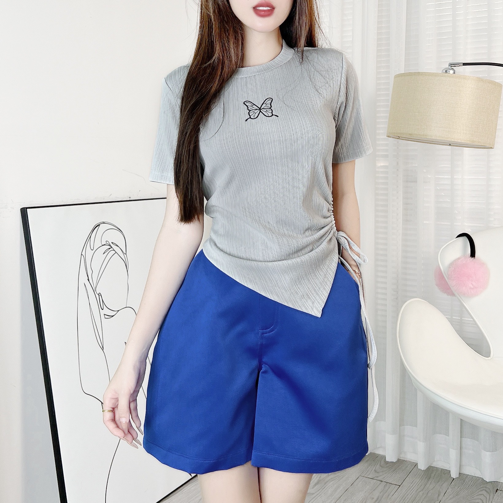 Quần Short Chất Kaki Lụa Trơn Lưng Cao Có Phối Túi 4 Đi Biển MIMIX - EF2