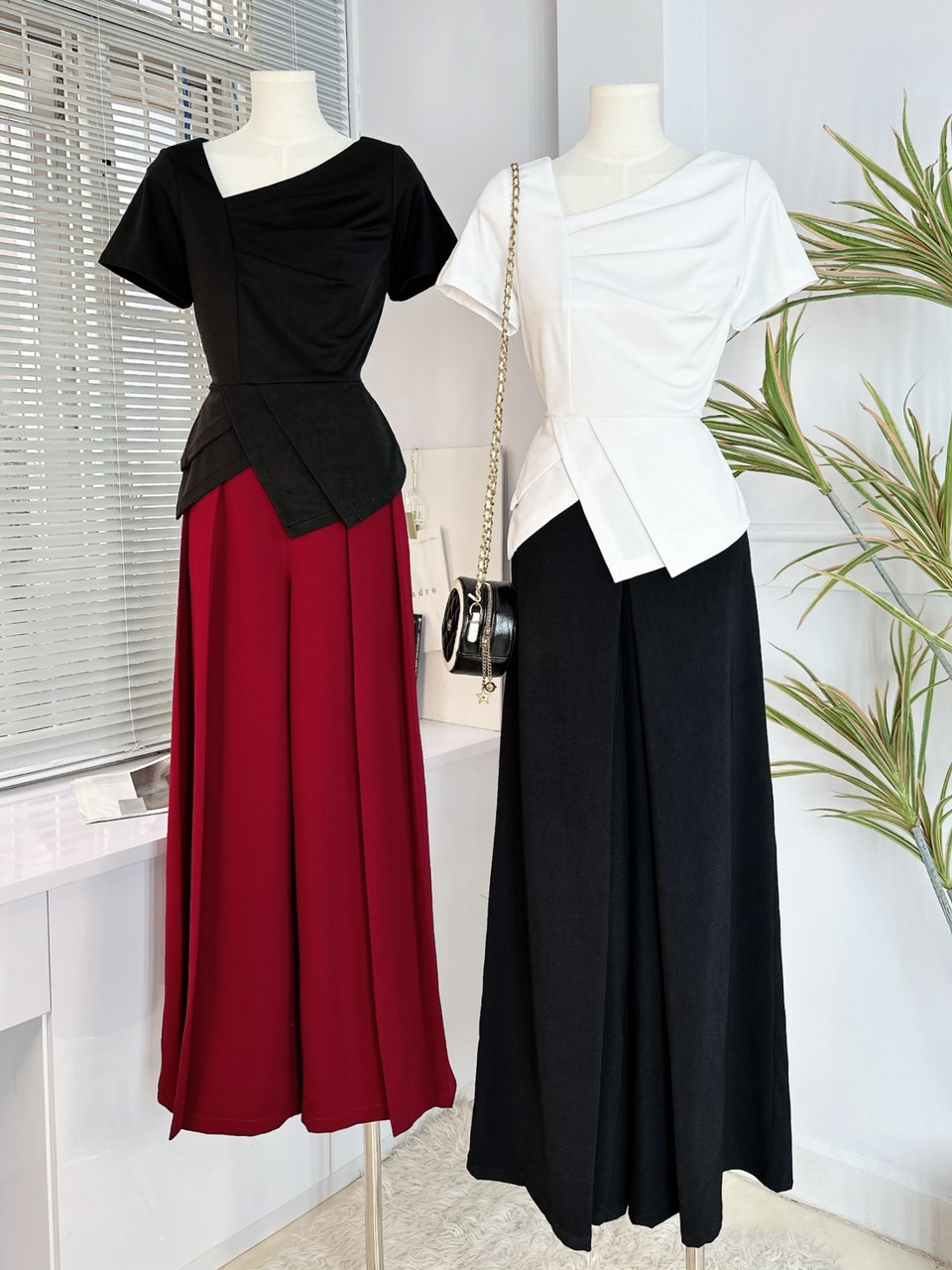 Áo Nữ Kiểu Peplum Trơn Phối Xẻ Tay Ngắn Chất Thun Mịn Dày Công Sở MIMIX - EF5