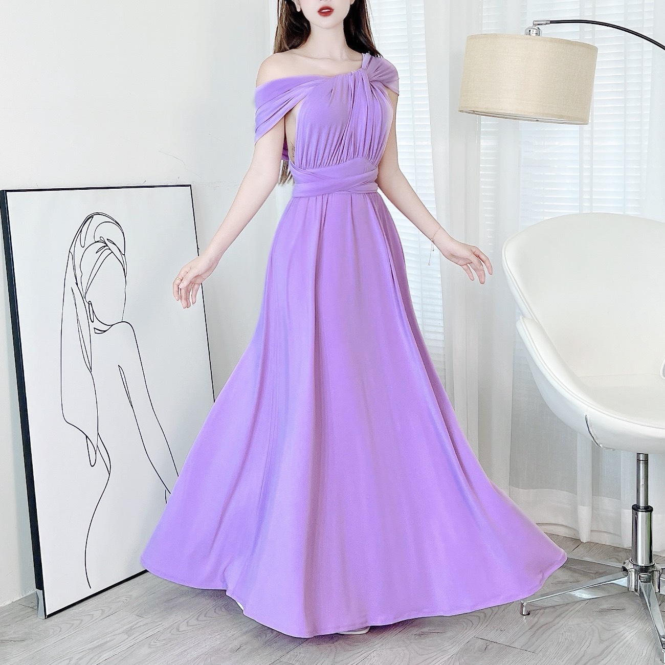 Đầm Maxi Yếm Xẻ Tà Cut Out Lưng Chất Thun Lạnh Dẻo Đi Tiệc Đi Tiệc Đi Biển MIMIX - DV1
