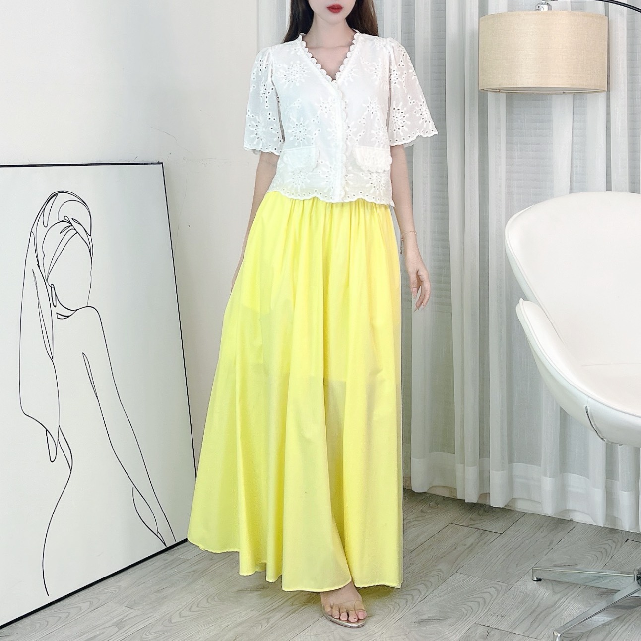 Chân Váy Trơn Nữ Dáng Dài Rộng Xòe Phong Cách Dễ Thương Chất Thô Kate Đi Biển Đi Làm MIMIX - EJ4