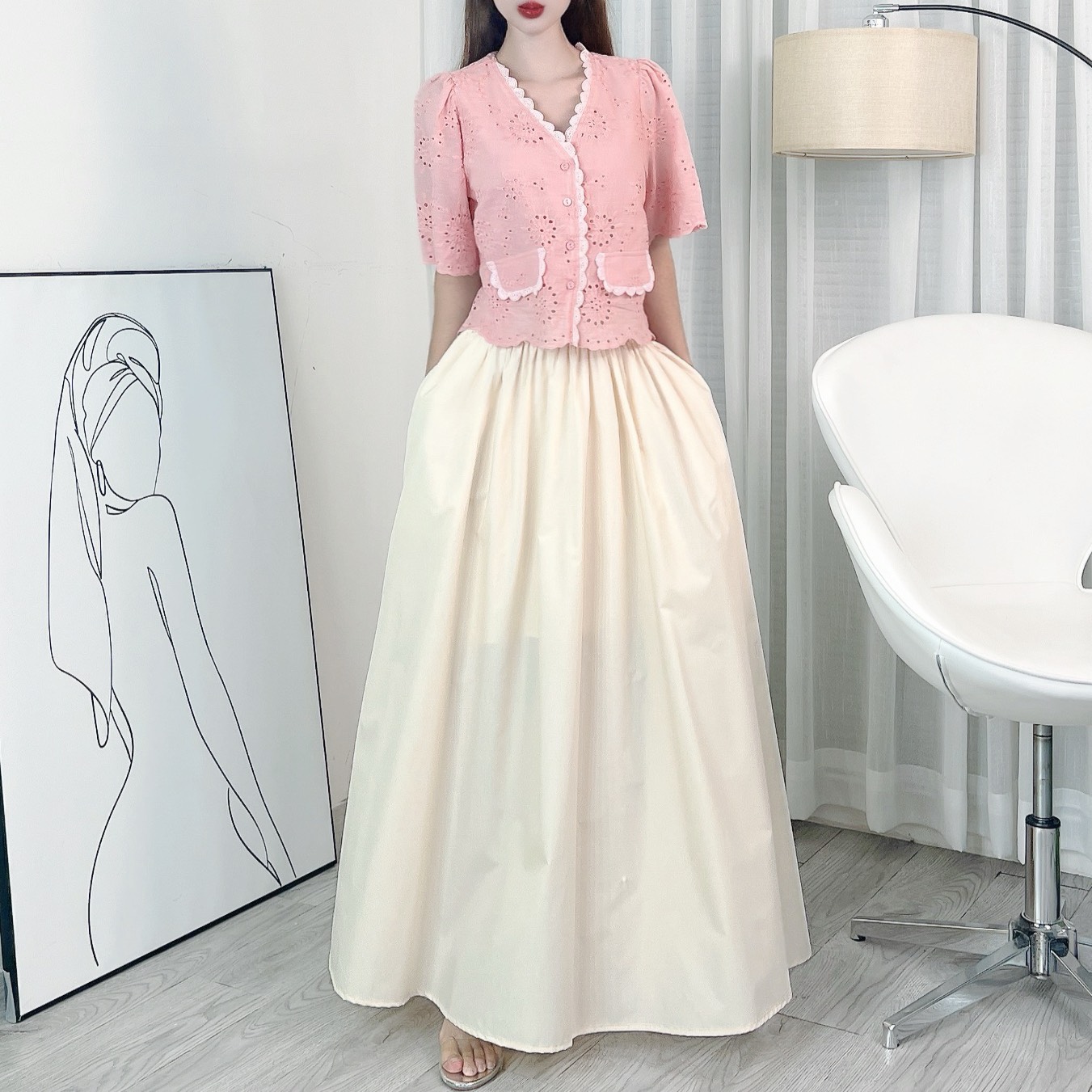 Chân Váy Trơn Nữ Dáng Dài Rộng Xòe Phong Cách Dễ Thương Chất Thô Kate Đi Biển Đi Làm MIMIX - EJ4