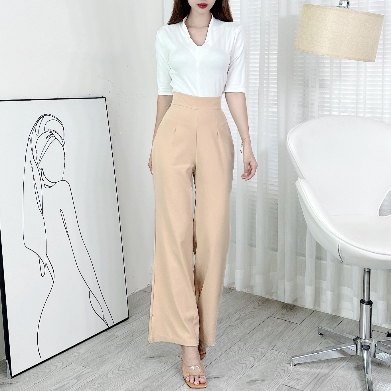 Áo Thun Nữ Cổ Tim Tay Ngắn Trơn Chất Borip QC Đi Làm Đi Du Lịch MIMIX - EI0