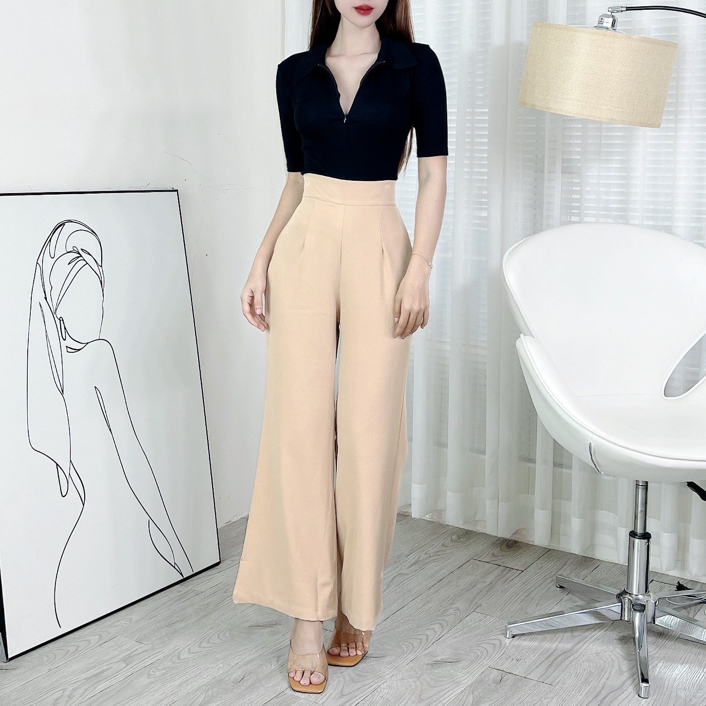 Áo Thun Trơn Cổ Sơ Mi Tay Ngắn Phối Khóa Kéo Trước Chất Thun Borip QC Đi Biển Đi Làm MIMIX - EI7