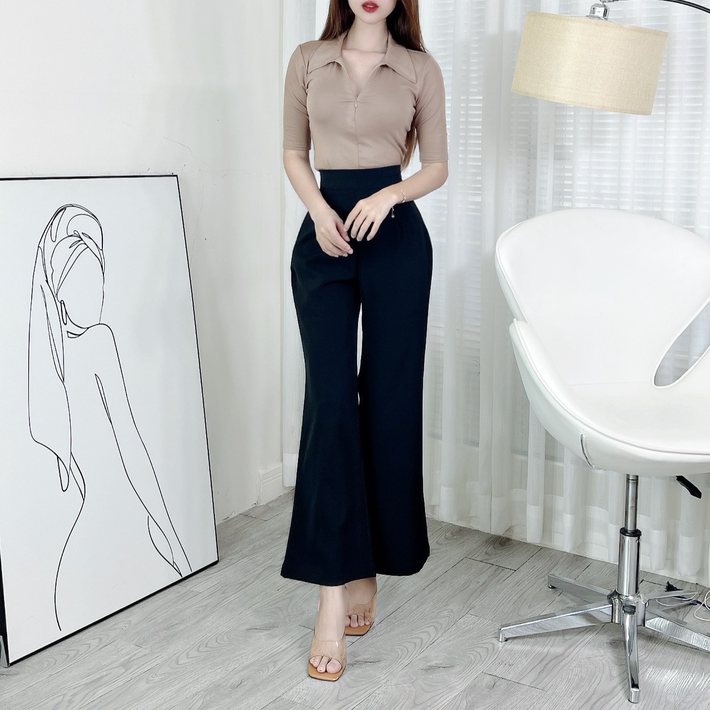 Áo Thun Trơn Cổ Sơ Mi Tay Ngắn Phối Khóa Kéo Trước Chất Thun Borip QC Đi Biển Đi Làm MIMIX - EI7